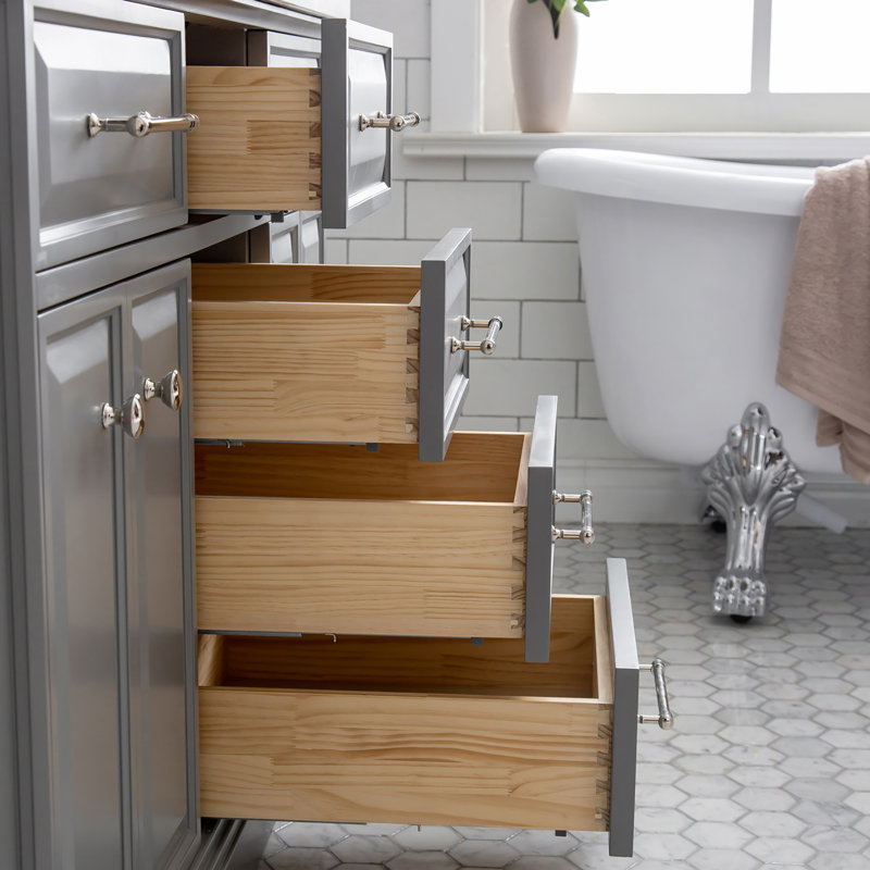 Palace 60'' W Double Vanity, Cashmere Gray, Polished Nickel