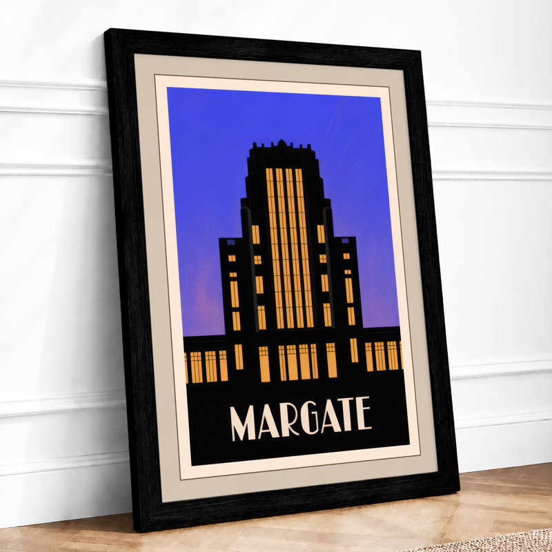 Margate Tower Art Deco - Framed Print, A4 - 29.7 x 21.0 cm, Black
