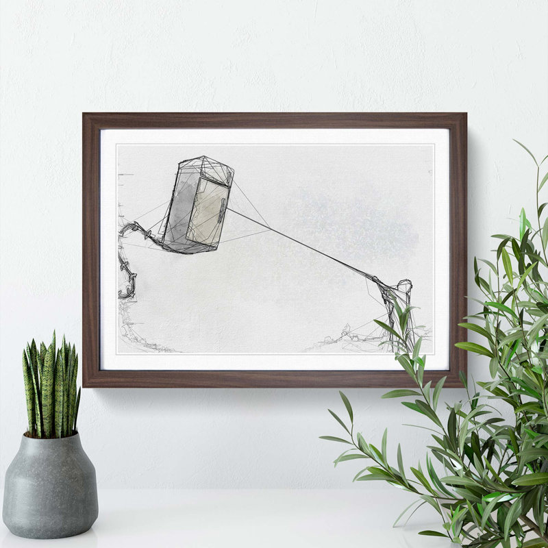 Fridge Kite by Banksy - Picture Frame Graphic Art Print, 36cm H x 48cm W x 2cm D, Walnut Framed