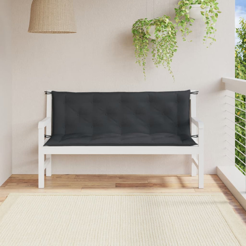 Garden Bench Cushion Melange Anthracite 100 Percent Polyester Outdoor Bench Pad, Polyester - Melange Anthracite