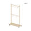 Séchoir à vêtements en bois massif avec 6 cintres en bois, conception compacte, tablette réglable et roulettes pour faciliter le déplacement - parfait pour la chambre à coucher, le salon ou le vestibule