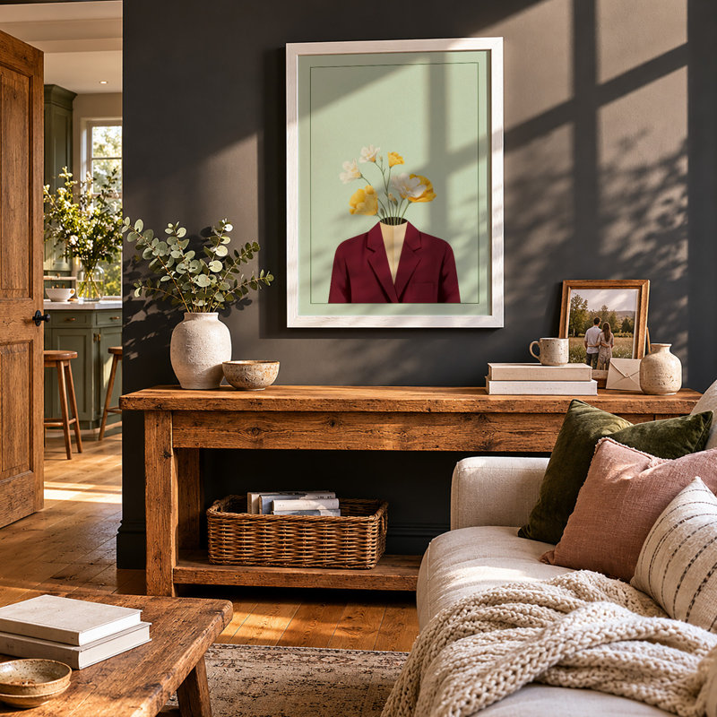 Blossom in Burgundy Eclectic - Framed Print, A4 - 29.7 x 21.0 cm, White