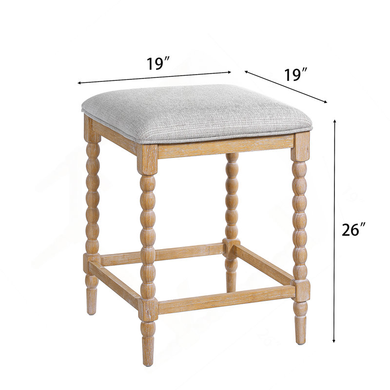Ensemble de 4 tabourets de comptoir rembourrés avec structure en bois d'acacia massif, sièges rembourrés de mousse et conception aérée pour la cuisine ou le bar.