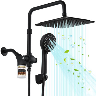 VXV 10 inch Filtered Shower Head,7 Settings High Pressure Dual Shower Heads with Handheld Spray Combo,3-Way Rain Shower Head with Filters,71''Shower Hose,Height Adjustable