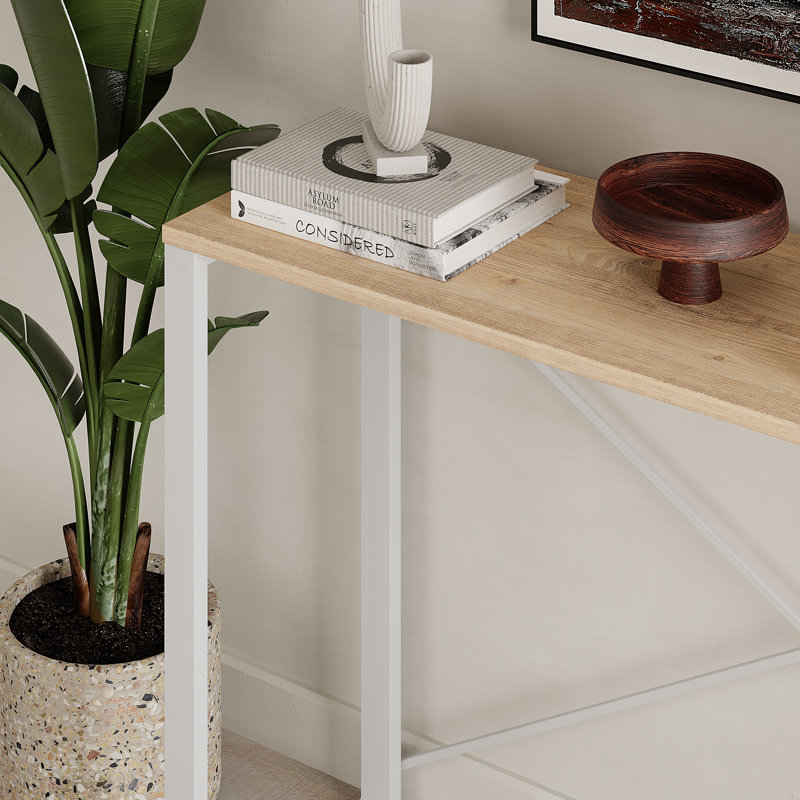 Aliceville Console Table Retro 110cm with Metal Legs, Sapphire Oak, White