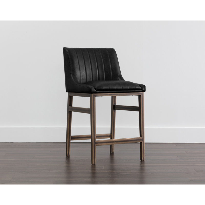 Halden Armless Bar & Counter Stool, Black Seat/ Dark Brown Frame, Counter Stool (26" Seat Height)