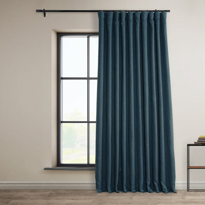 Ottis Textured Faux Linen Rod Pocket Room Darkening Curtains for Bedroom & Living Room Curtains - Single Panel Drapes