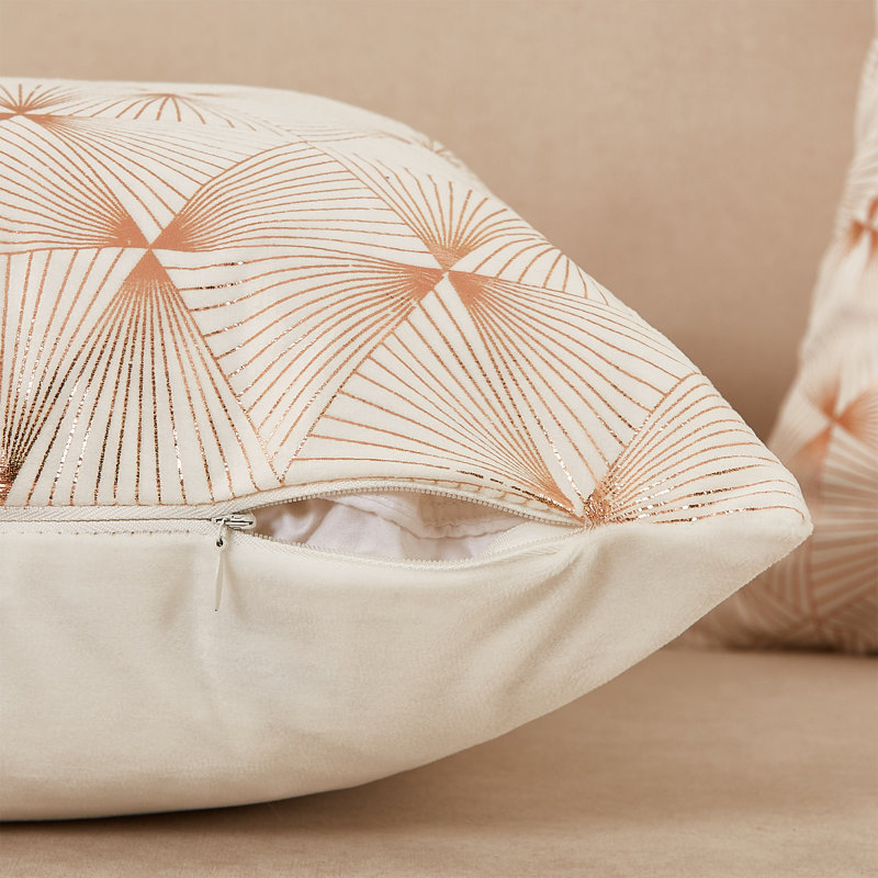 Jeté en velours, Blanc, 18 po x 18 po, Housse de coussin seulement - sans coussin