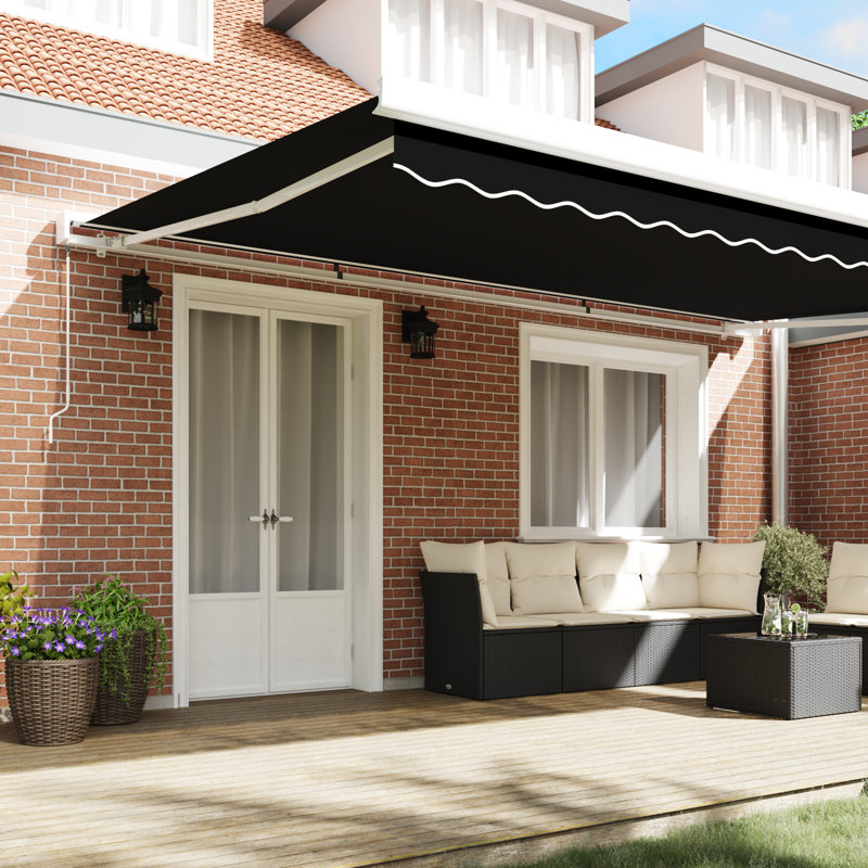  Modern Awning Replacement Fabric, Black, 378 cm W x 295 cm D