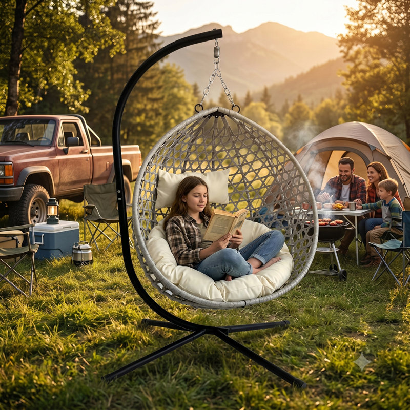 Balançoire à œufs pliable avec support et coussin