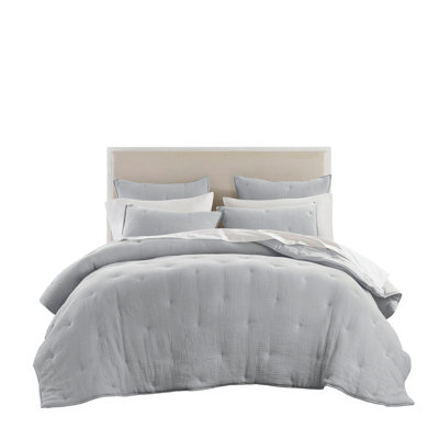 3-Piece Full/Queen Cotton  Embroidered Quilt Set,Blue