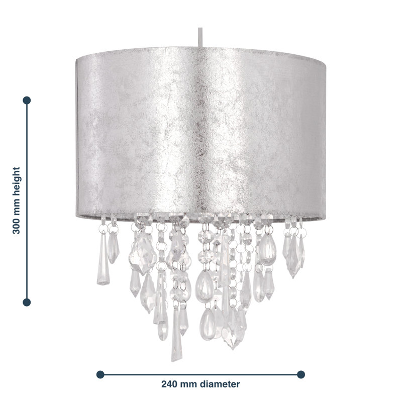 30cm H Cotton Drum Pendant Shade ( Uno ) in Silver