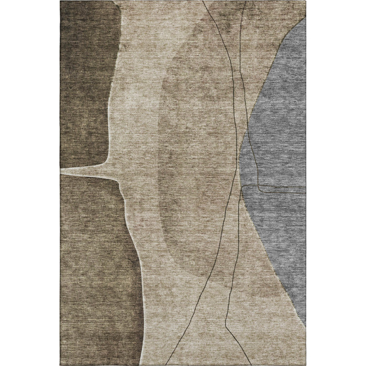 Premium Machine Washable Prisco Brown Rug