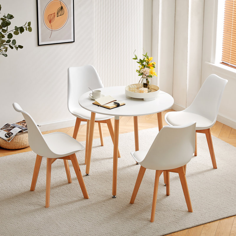 4 - Person Dining Set, White, White