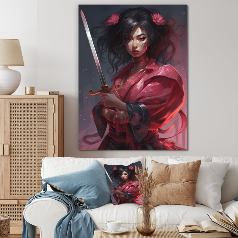 «Fierce Samurai Girl IV», impression sur toile, H 20 po x l 12 po x P 1 po, Toile tendue