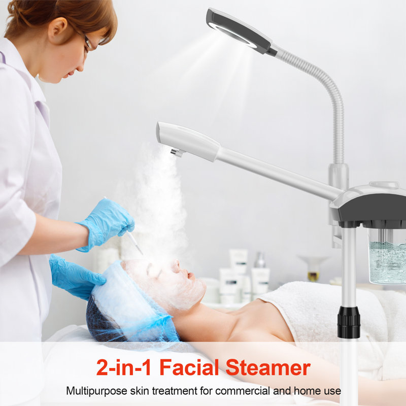 Ozone Facial Steamer With 5X Magnifying Lamp Face Steamer For Face Spa, White