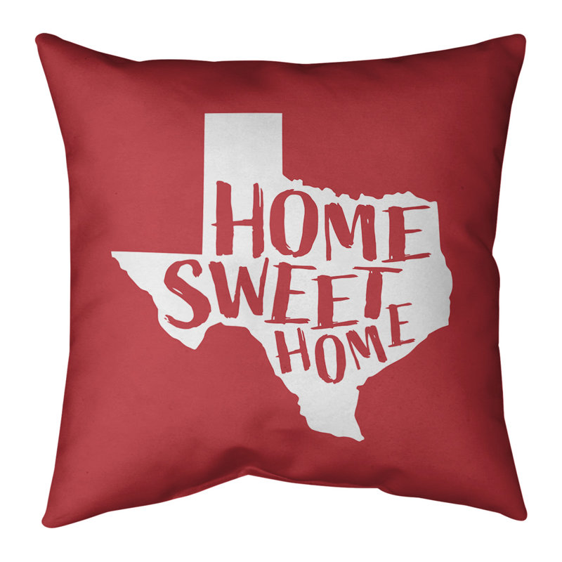 Coussin décoratif home, H 26 po x l 26 po, Texas , Rouge