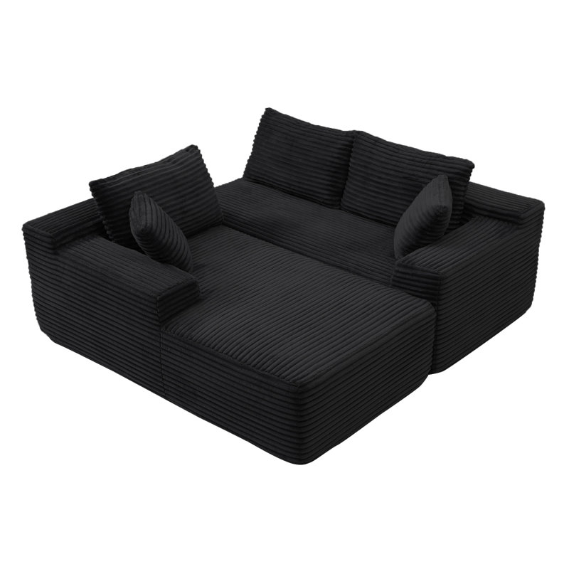 105'' Modular Sectional Sofa, Cloud Sectional Couch With Deep Seat, Modern Modular L-Shape Sofa Couch With Chaise,Upholstered Couches For Living Room Bedroom,No Assembly, (BLACK)