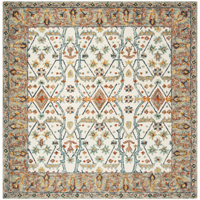 Vahakn Hand Tufted Wool/Cotton Rug in Blue/Ivory