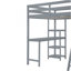 Lit mezzanine avec garde-robe, bureau et tablettes, gris