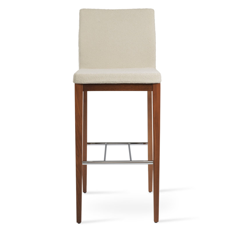 Tabouret de bar Aria, Noyer, Bouclé blanc cassé