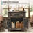  23.6"W Farmhouse End Table with Charging Station Square Wooden Nightstand Large Sofa Side Table with Storage Cabinet-543649530
