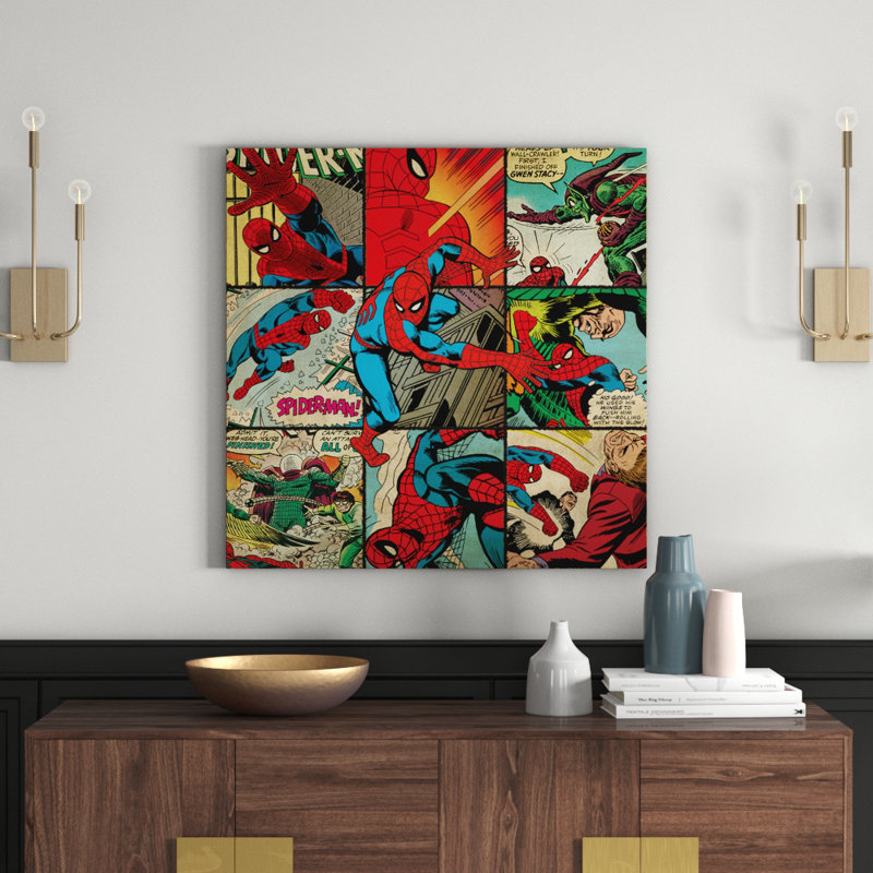 Spider-Man Squares Graphic Art Print on Canvas, 40cm H x 40cm W x 3.8cm D