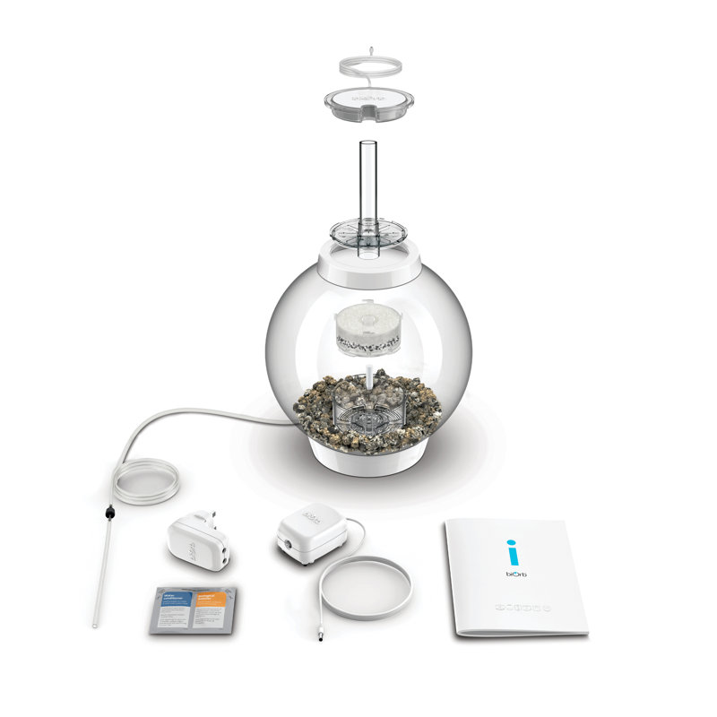 Silver 4-Gallon Acrylic Desktop Aquarium with LED Light