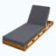 Ensemble de chaise longue en bois d'acacia massif avec coussin de détente (gris foncé et triple pli) - version crème assortie disponible-220541814