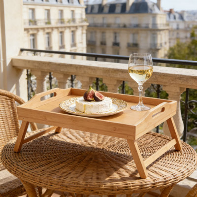 Table-lit pliante en bambou avec poignées