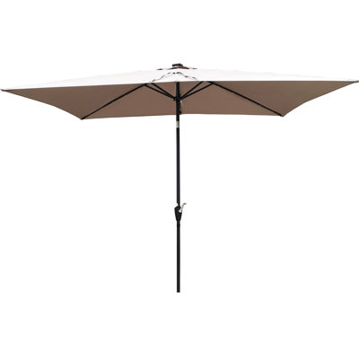 Parasol solaire DEL rectangulaire pour jardin et piscine, 3 m x 2 m, avec manivelle d'ouverture