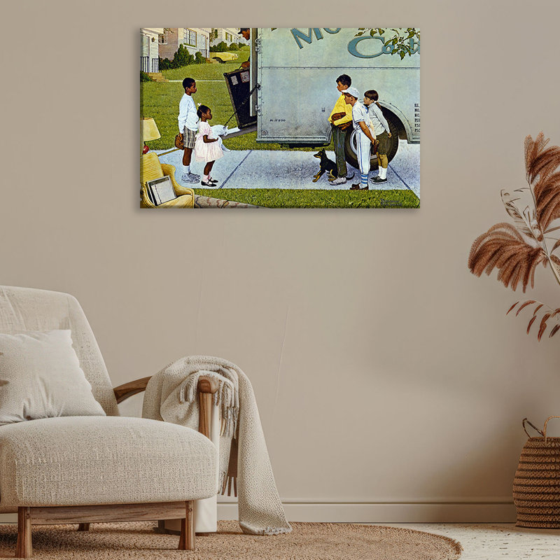 «Moving Day Park Forest, Illinois» par Norman Rockwell, toile tendue avec châssis, H 28 po x l 40 po