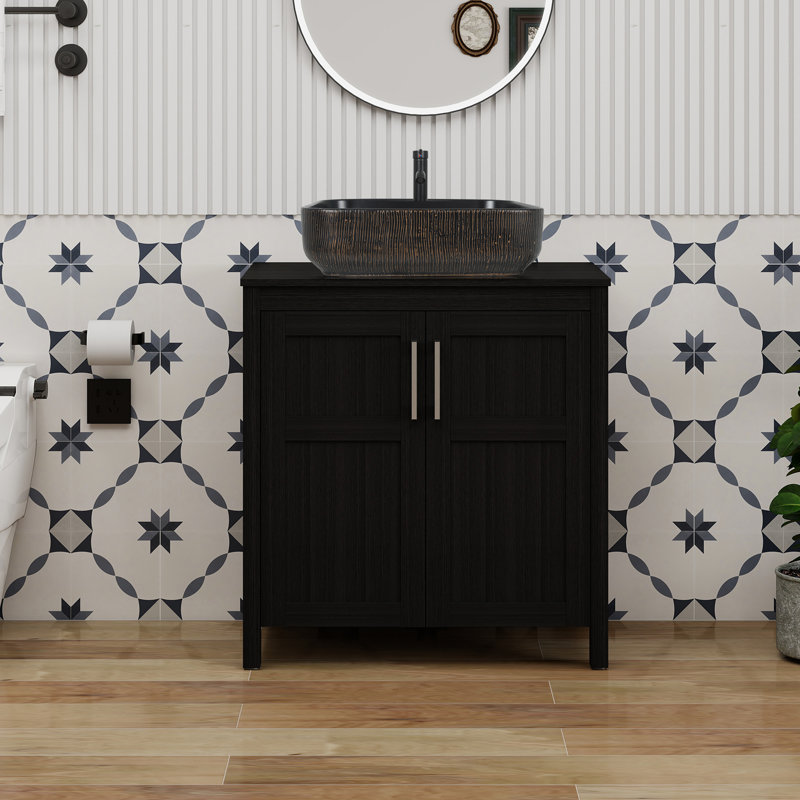 30" Free-Standing Modern Single Bathroom Vanity With Sink, Black
