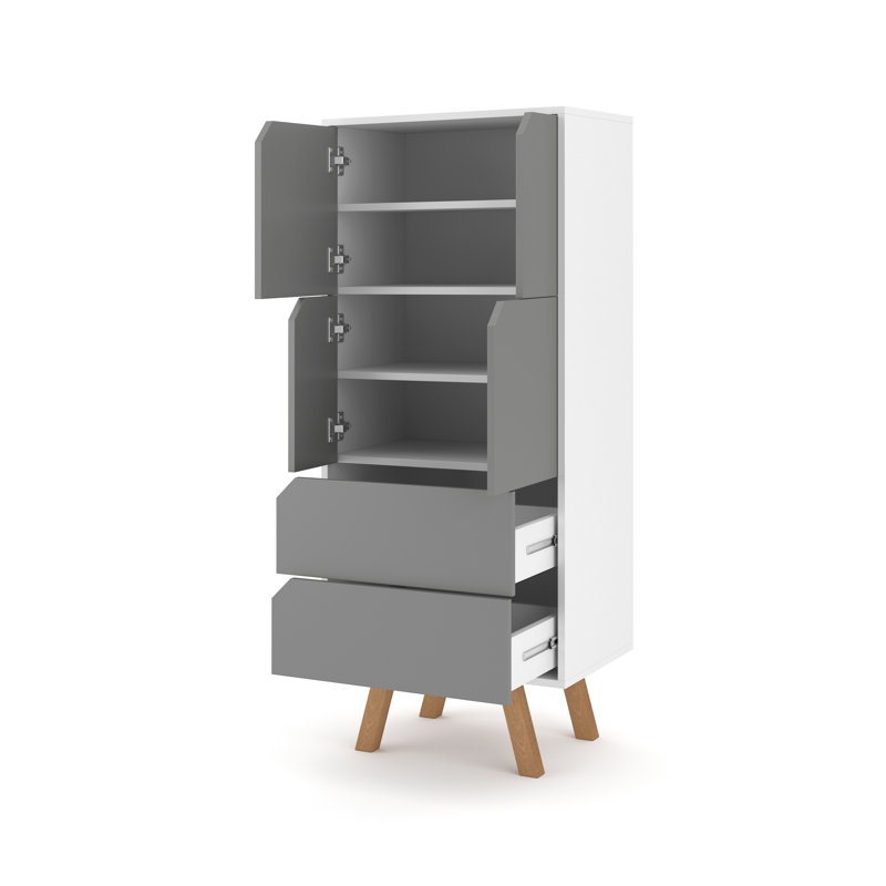 Jedidiah 57cm W 2 - Drawer Chest of Drawers, White/Grey