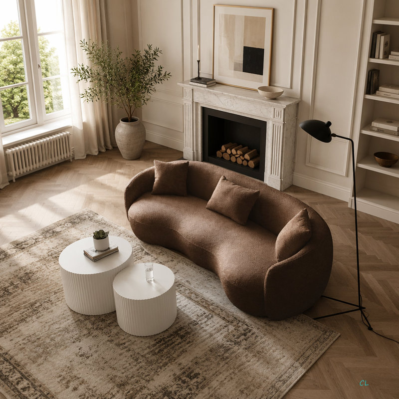 Canapé de salon Mid Mid Century Curved