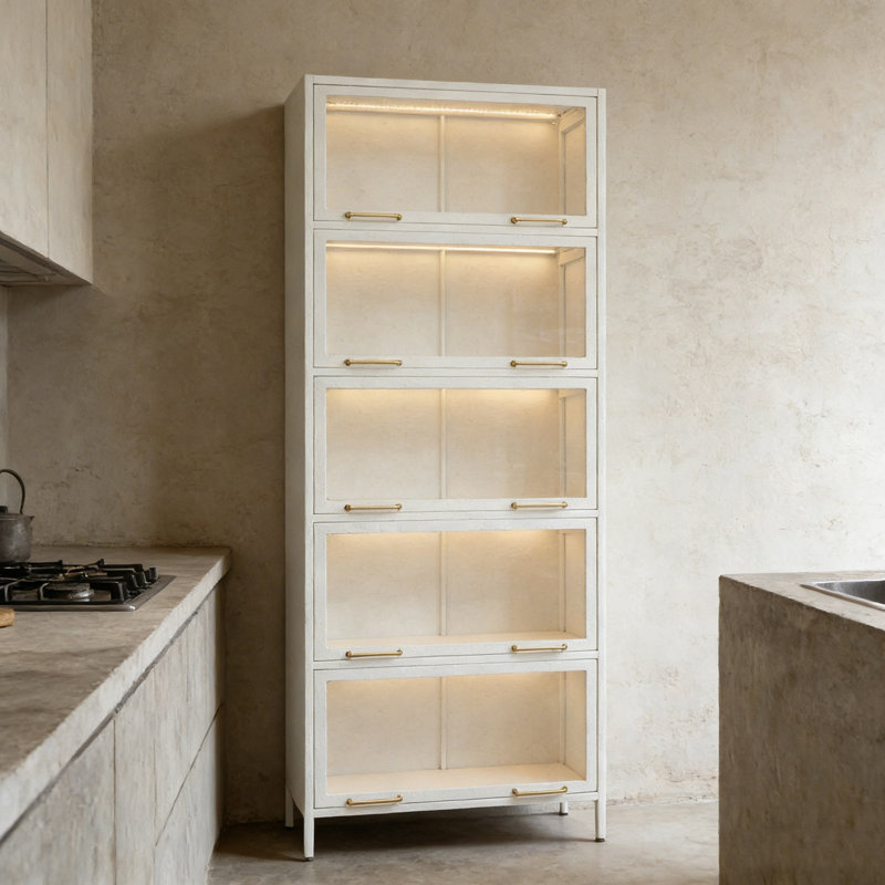 Fer de cuisine Autry avec poignées en métal et lumières DEL, Blanc