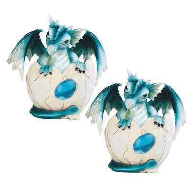 "Ensemble de 2 pièces" ICE ARMOUR 4 "Mars Pierre de naissance aqua dragon bébé figurine en forme d'œuf Figurine ornement de décoration de maison / chambre et idées de cadeaux parfaits pour le réchauffement de la maison, les fêtes et les anniversai