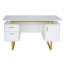 Bureau blanc et doré pour bureau avec tiroirs et rangement-460878524