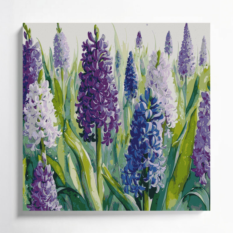 «Botanical Hyacinths», art mural sur toile bleue, H 12 po x l 12 po