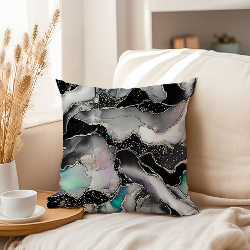 Abstract Multicolor Geode Crystals Marble VIII Modern, 16"H x 16"W