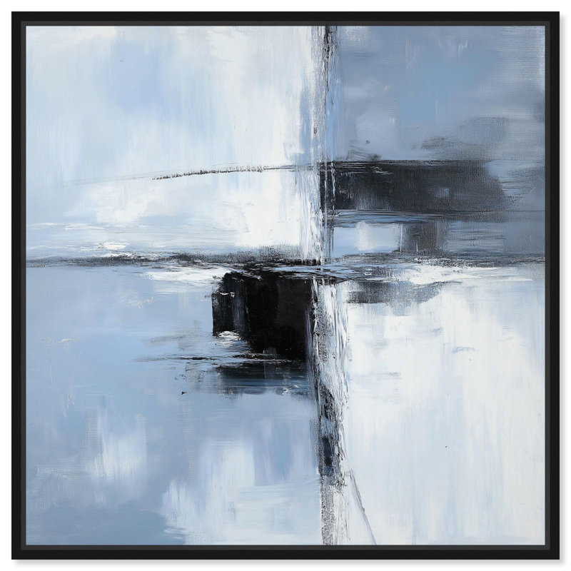 Art Remedy, toile abstraite grise I, H 12 po x l 12 po, Structure noire