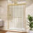44'' - 48" W X 75'' H Double Sliding Shower Door Modern Framed Aluminum Bypass Door with 5/16'' Tempered Glass in Brushed Gold
