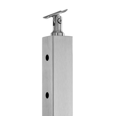 1-Pack Cable Railing Post, 36x2x2 In Horizontal-Hole Deck Railing Post with Pre-Drilled Holes, Stainless Steel Cable Rail Post with Horizontal and Curved Bracket, Silver