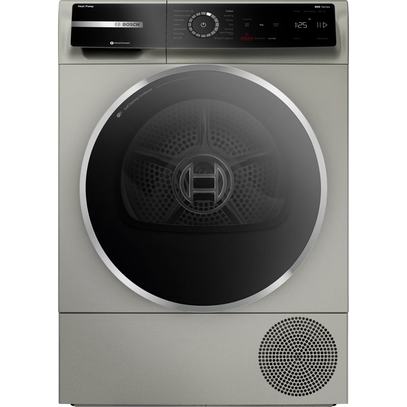 Bosch 800 Series Compact Electric Ventless Dryer With Heat Pump 24 Inch in Pearl Steel