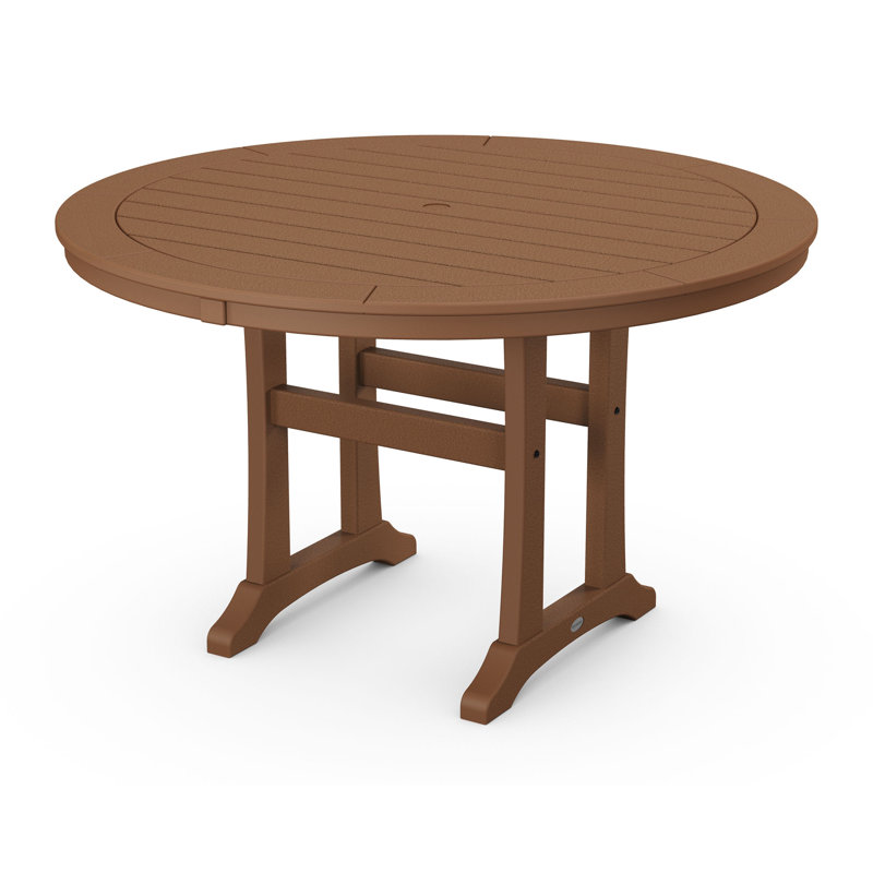Nautical Trestle 48" Round Dining Table, Teak