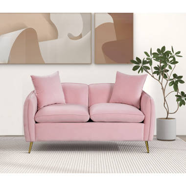 57.8 Velvet Upholstered Sofa, Loveseat Sofa with 2 Pillows