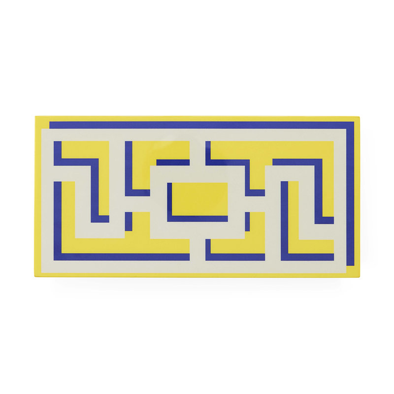 Labyrinth Lacquer Decorative Box, 2.5" H x 8" W x 4" D, Yellow