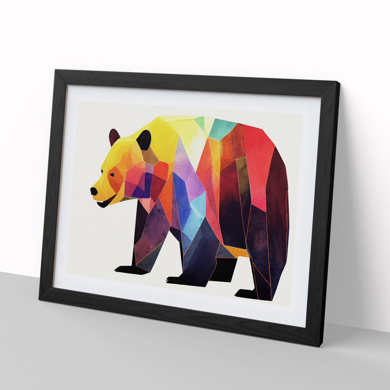 Watercolour Bear Vol.3 Abstract - Framed Print, Black Framed, 25cm H x 34cm W x 2cm D