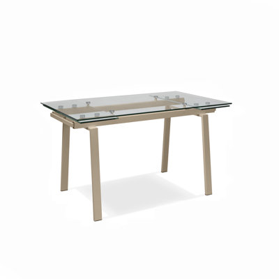 Brinkman 80 cm Extendable Rectangular Glass Top Dining Table
