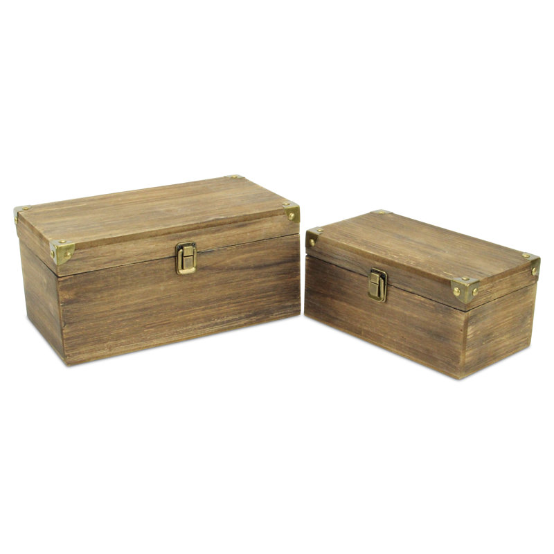 Hinkley 2 Piece Wooden Decorative Box Set, Brown